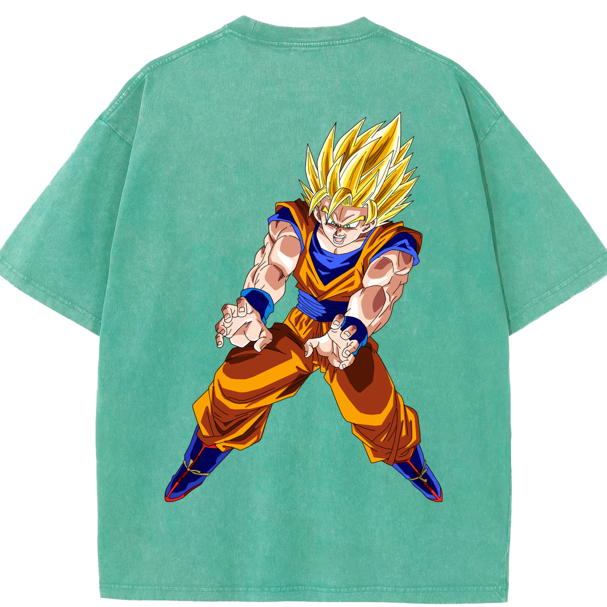 （画像用） ドラゴンボール 孫悟空（そん ごくう）Son Goku カカロット DRAGON BALL Kakarotto 綿100% ヴィンテージ風 半袖Tシャツ（背面プリント）